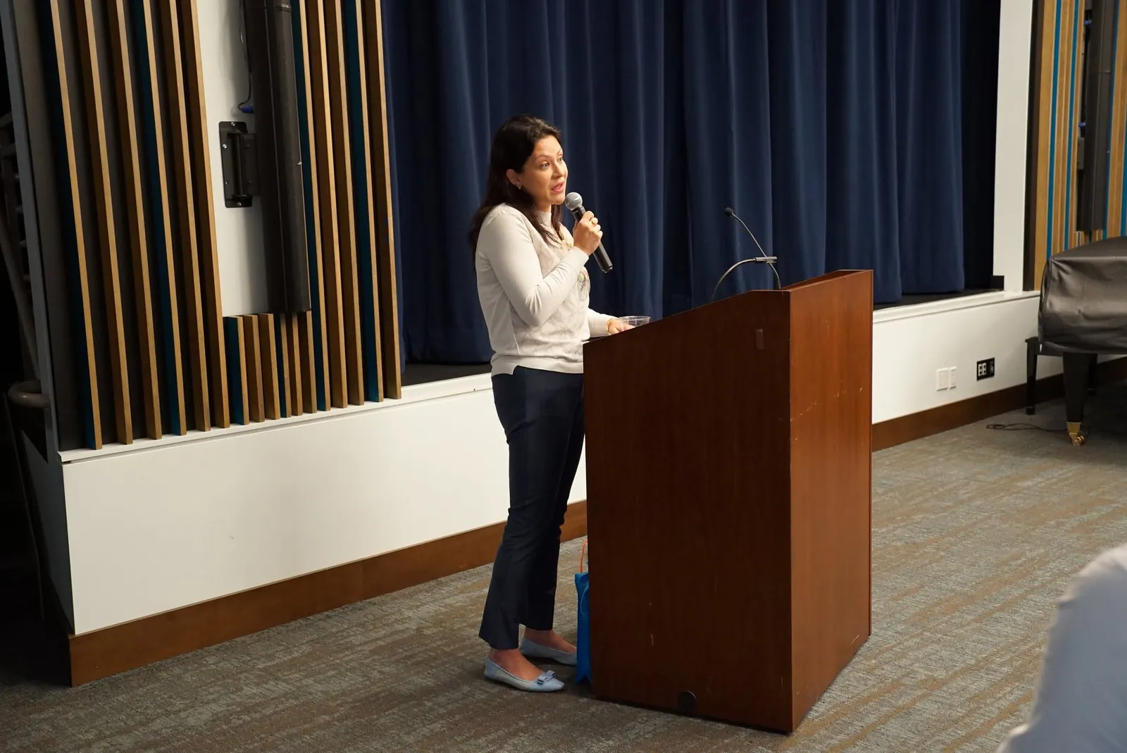 Dr. Kira Savin speaking at a senior living round table