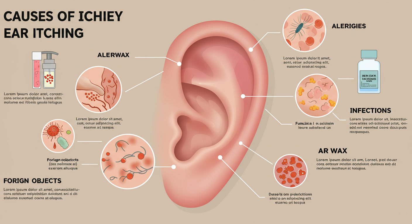 Person touching their itchy ear