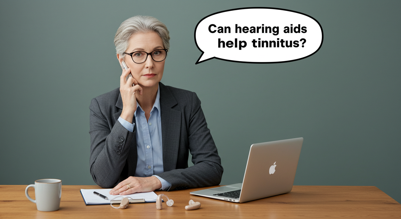 Person wearing hearing aids finding relief from tinnitus